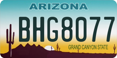 AZ license plate BHG8077