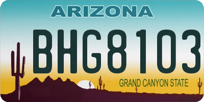 AZ license plate BHG8103