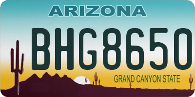 AZ license plate BHG8650