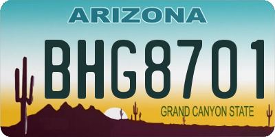 AZ license plate BHG8701