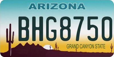 AZ license plate BHG8750
