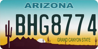 AZ license plate BHG8774