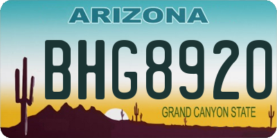 AZ license plate BHG8920
