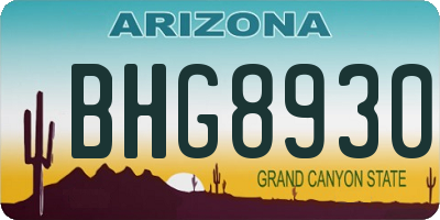 AZ license plate BHG8930