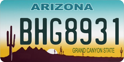 AZ license plate BHG8931