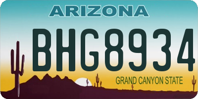 AZ license plate BHG8934