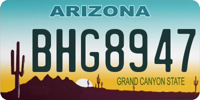 AZ license plate BHG8947