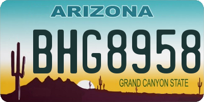AZ license plate BHG8958