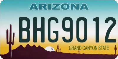 AZ license plate BHG9012