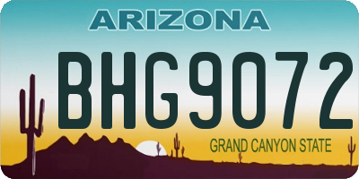AZ license plate BHG9072