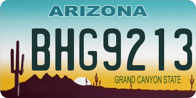 AZ license plate BHG9213