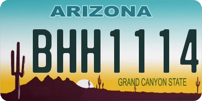 AZ license plate BHH1114