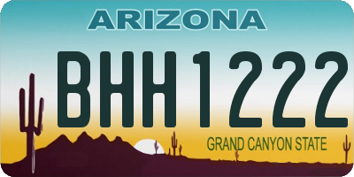 AZ license plate BHH1222