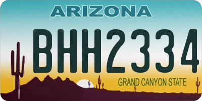 AZ license plate BHH2334
