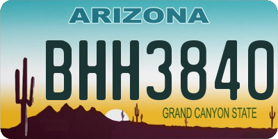 AZ license plate BHH3840
