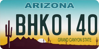 AZ license plate BHK0140