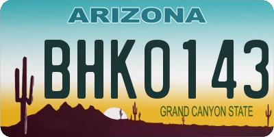 AZ license plate BHK0143