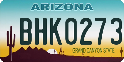 AZ license plate BHK0273
