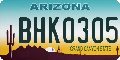 AZ license plate BHK0305