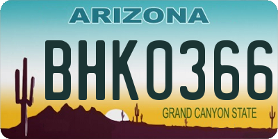 AZ license plate BHK0366