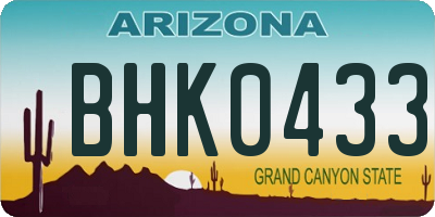 AZ license plate BHK0433