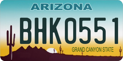 AZ license plate BHK0551