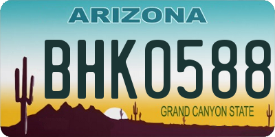 AZ license plate BHK0588