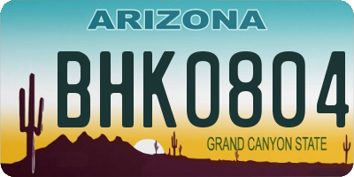 AZ license plate BHK0804