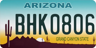 AZ license plate BHK0806