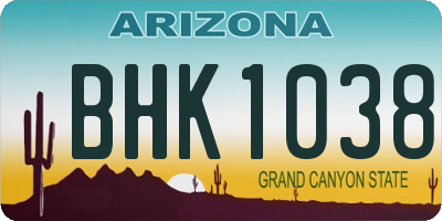 AZ license plate BHK1038