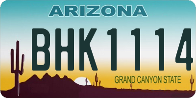 AZ license plate BHK1114