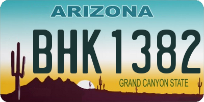 AZ license plate BHK1382