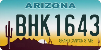AZ license plate BHK1643