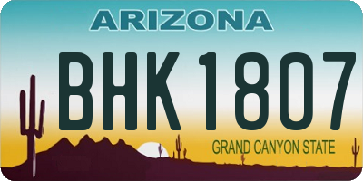 AZ license plate BHK1807