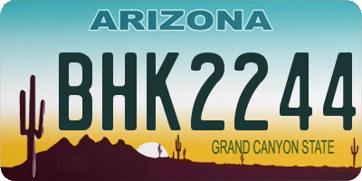 AZ license plate BHK2244