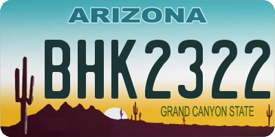 AZ license plate BHK2322