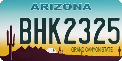 AZ license plate BHK2325