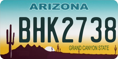 AZ license plate BHK2738