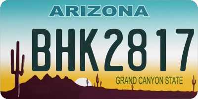 AZ license plate BHK2817