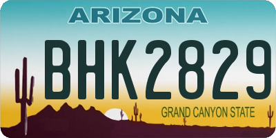 AZ license plate BHK2829