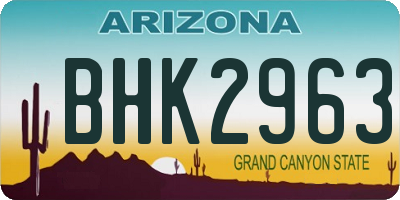 AZ license plate BHK2963