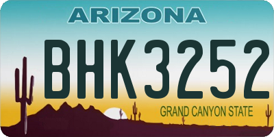 AZ license plate BHK3252