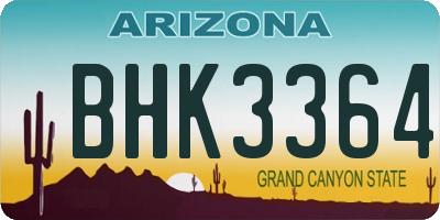 AZ license plate BHK3364
