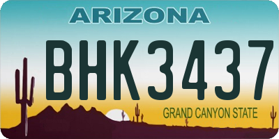 AZ license plate BHK3437