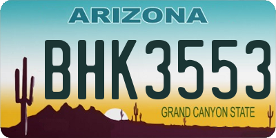 AZ license plate BHK3553