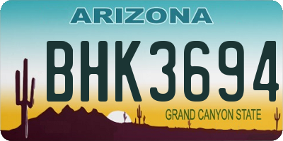 AZ license plate BHK3694