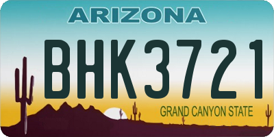 AZ license plate BHK3721