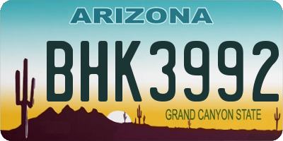 AZ license plate BHK3992