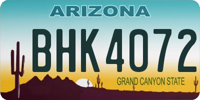 AZ license plate BHK4072