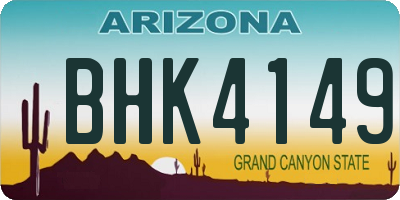 AZ license plate BHK4149